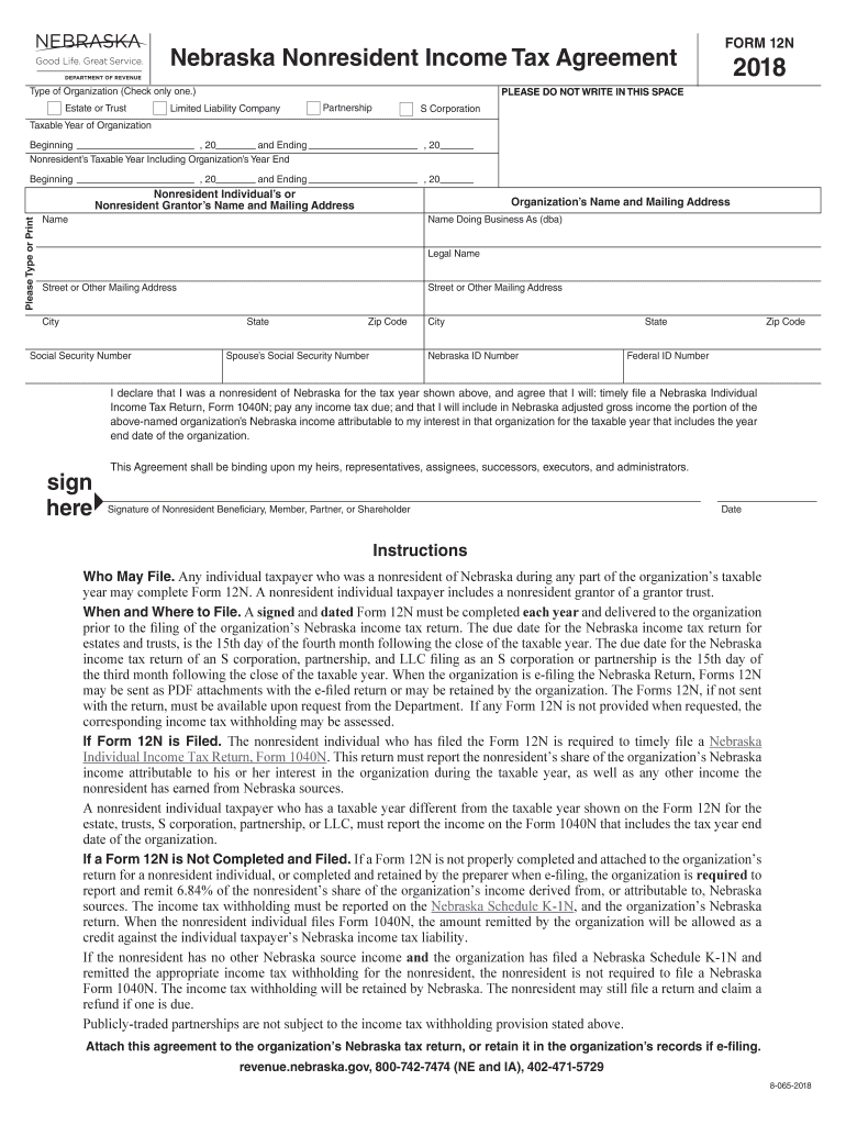  Nebraska 12n Form 2020