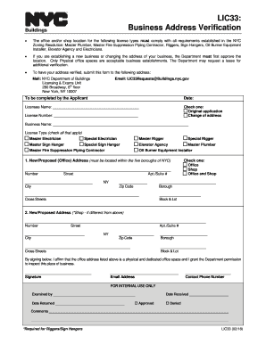  Lic33 Business Address Verification Form 2018-2024