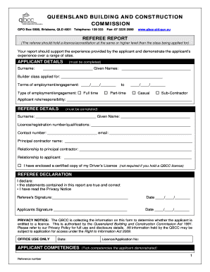 Qbcc Referee Report Example  Form