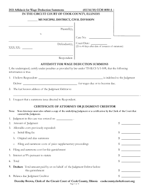 CCM 0050 Clerk of the Circuit Court of Cook County  Form