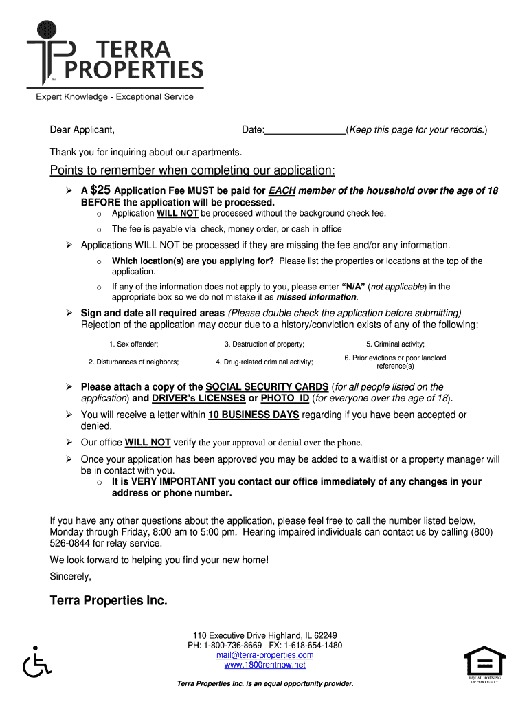 Conventional Application Terra Properties  Form