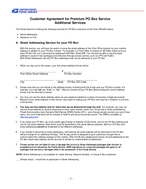 Usps Customer Agreement Form