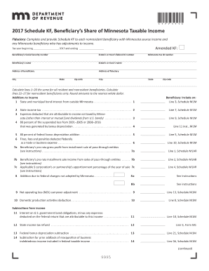 KF, Beneficiary's Share of Minnesota Taxable Income  Form