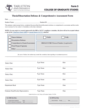 Form 3 COLLEGE of GRADUATE STUDIES