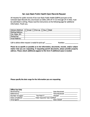 Submit Open Records Request San Juan Basin Public Health  Form