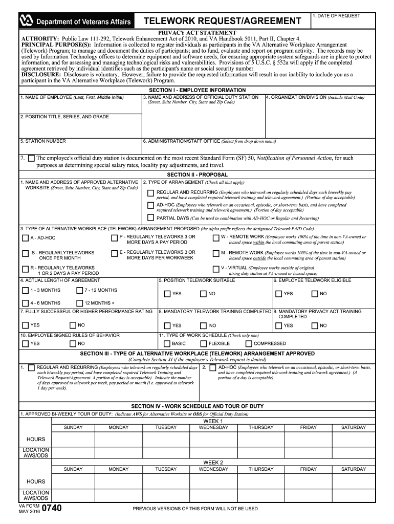 Va Form 0740