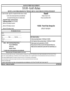  Kohl's Mail in Rebate Form 2018-2024