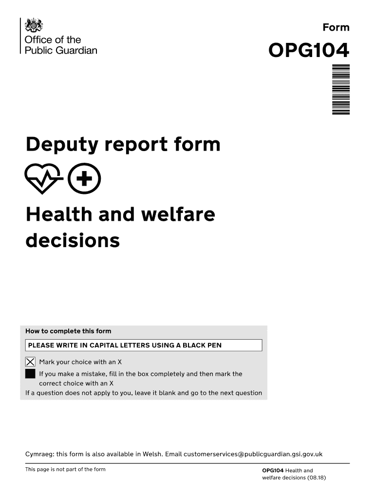 OPG104 Deputy Report Form Health and Welfare Decisions