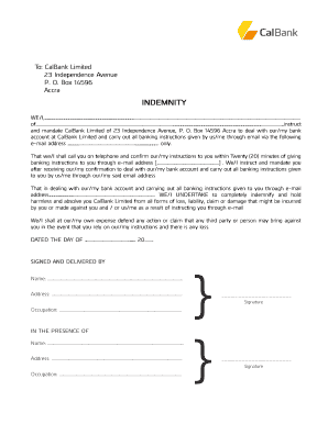 Email Indemnity Form