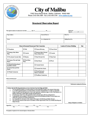 Structural Observation Report Form City of Malibu