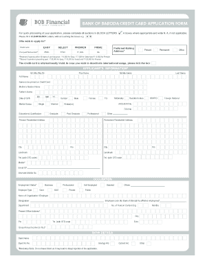 Bob Credit Card Apply  Form