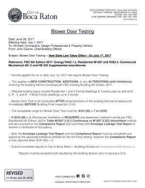 Blower Door Testing Results Form PDF City of Boca Raton