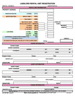  Flint Water Registration Forms 2016-2024