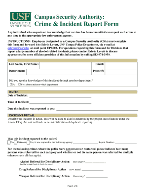 Crime & Incident Report Form University of South Florida