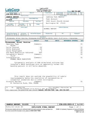 Labcorp Test Menu  Form