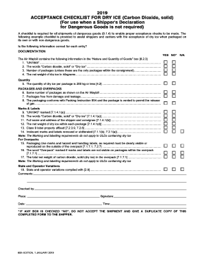 Dry Ice Checklist  Form