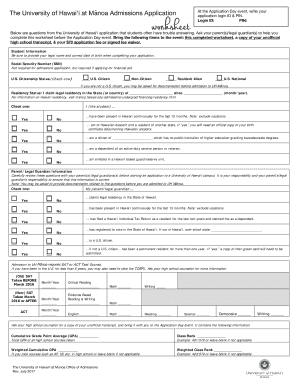 The University of Hawaii at Manoa Application Tips Sheet  Form