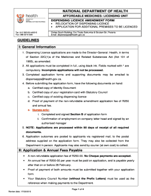 Dispensing Licence Application  Form