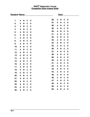 Completion Exam Answer Sheet  Form