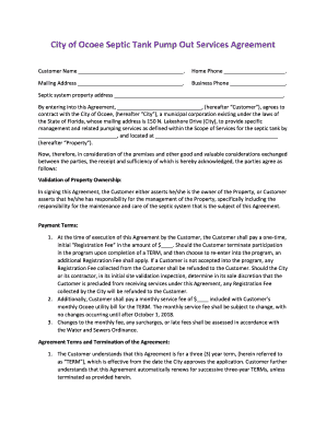 Septic Tank Customer Agreement 20150908 DOCX  Form