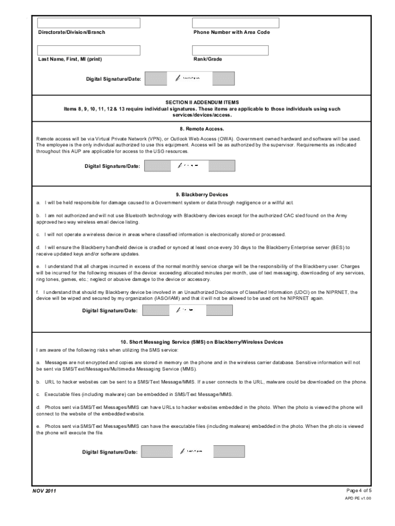 Fort Stewart Aup  Form