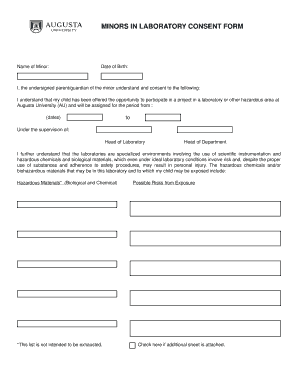 MINORS in LABORATORY CONSENT FORM