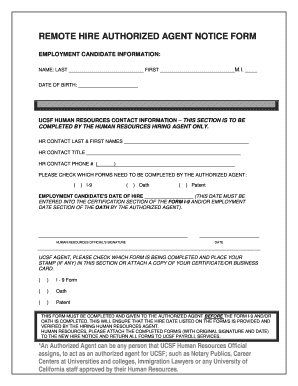 REMOTE HIRE AUTHORIZED AGENT NOTICE FORM