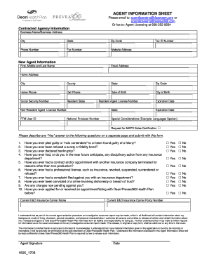 Get and Sign Existing Agency Info Sheet Revised 07 12 2012-2022 Form