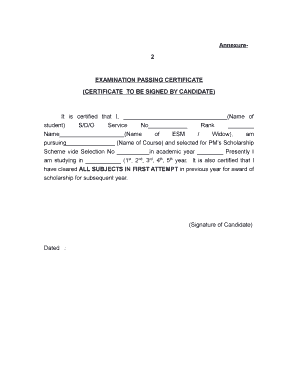 Examination Passing Certificate Annexure 2  Form