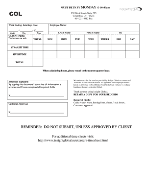 Insight Global Timesheet Portal  Form