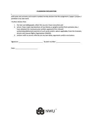 Nwu Plagiarism Form