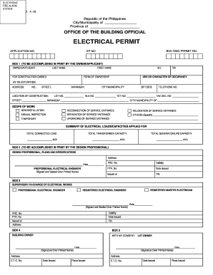 Electrical Permit Pasig City  Form
