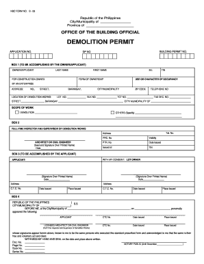 Demolition Permit Form