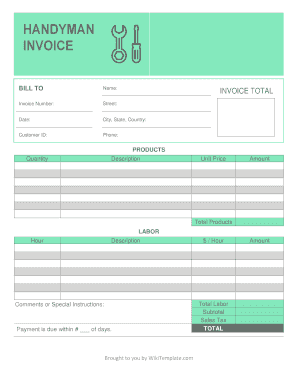 Handyman Invoice PDF  Form