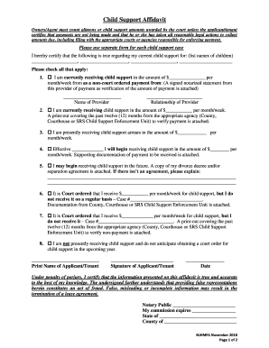 Child Support Affidavit  Form