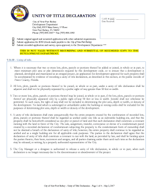 UNITY of TITLE DECLARATION  Form