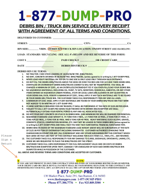 Dumpster Rental Agreement Template PDF  Form