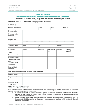 Permit to Dig Template  Form