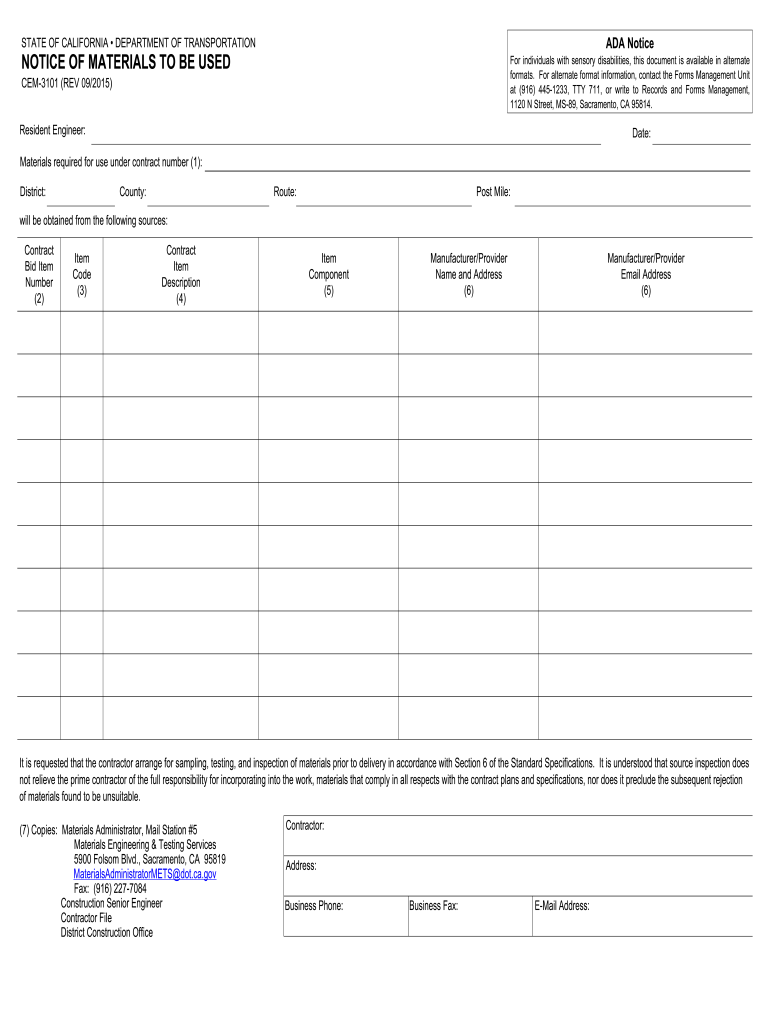  Cem 3101 Form 2015-2024