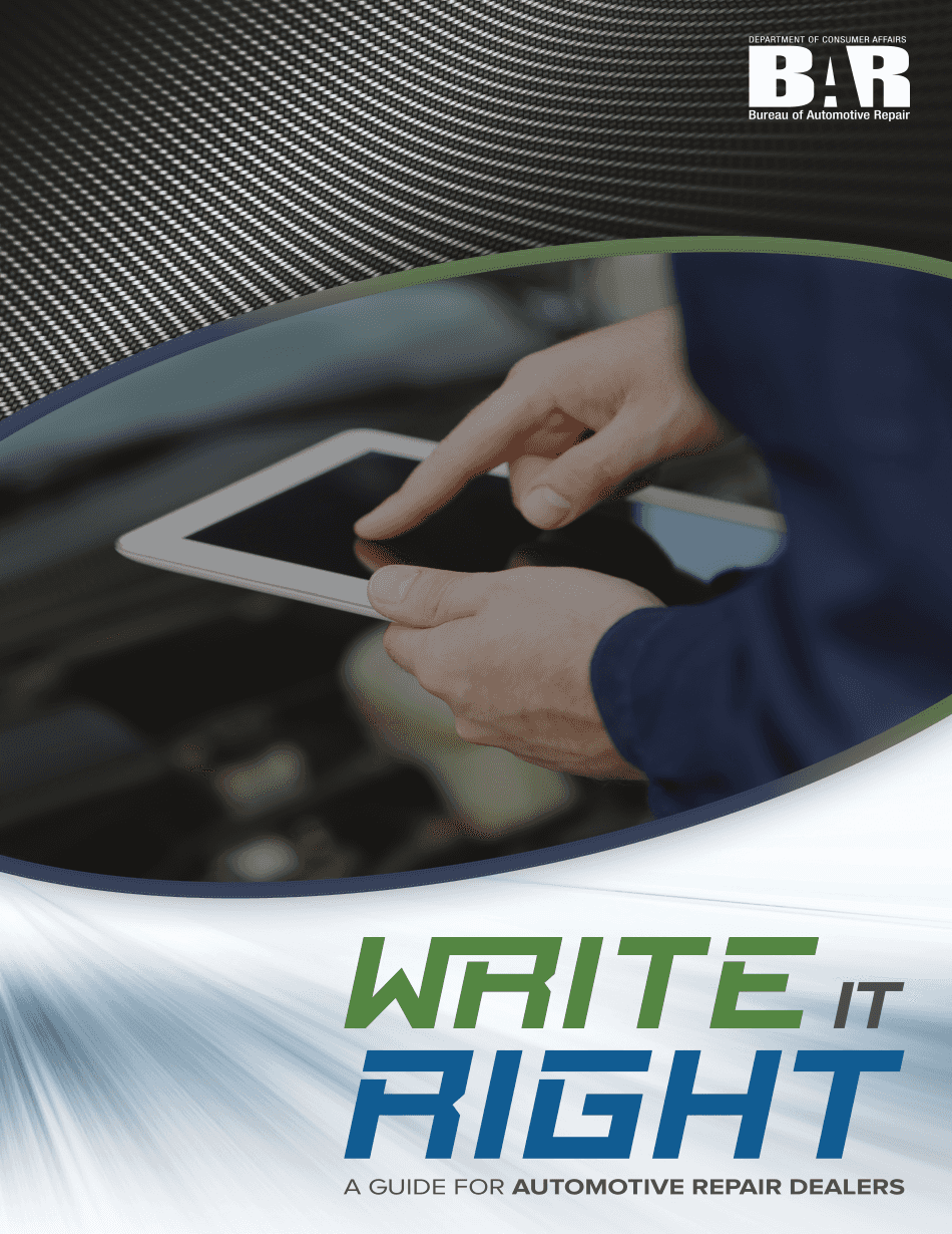 Write it Right a Guide for Automotive Repair Dealers  Form