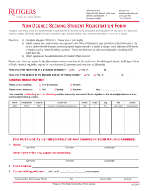 Non Degree Seeking Student Registration Form Rutgers School of