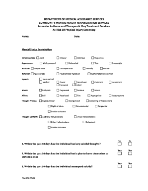 CMHRS at Risk of Physical Injury Screening DMAS P502  Form