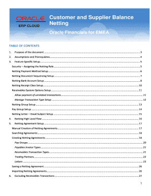 Customer and Supplier Balance Netting Topical Essay  Form