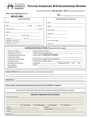 Pediatric Cardiology &amp;echocardiogram Referral McMaster Children&#039;s  Form