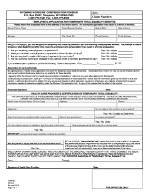  Application for Temporary Total Disability Benefits 2016-2024