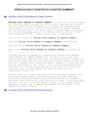 Chapter by Chapter Summary of the African Child  Form