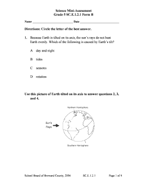 Science Mini Assessment Grade 5 SC E 1 2 1 Form B Edmodo