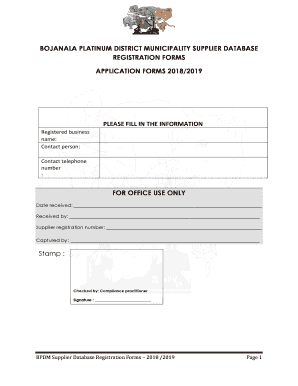 Bojanala Online Vendor Registration  Form