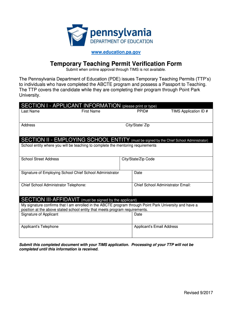 ABCTE Application Addendum Application for a Temporary Teaching Permit  Form