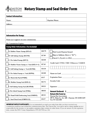 Notary Stamp and Seal Order Form